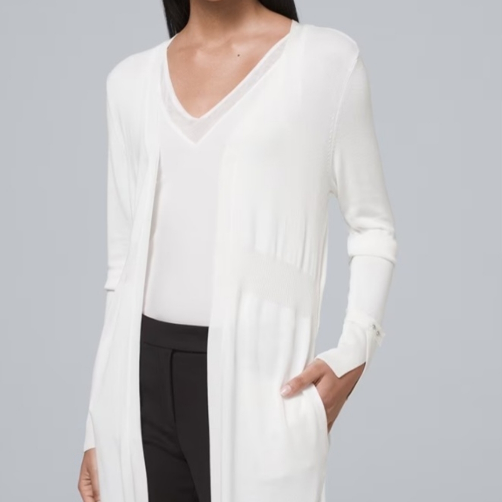 White House Black Market Cuff Detail Midi Coverup Size Medium